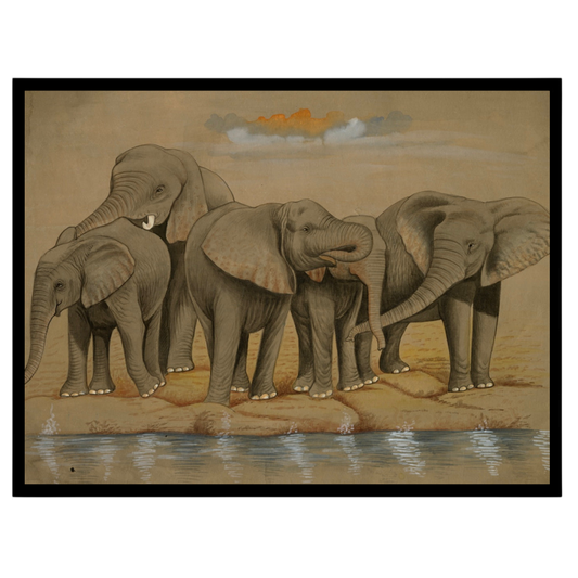 Capture the beauty and majesty of elephants with this stunning artwork that showcases a harmonious for hallway