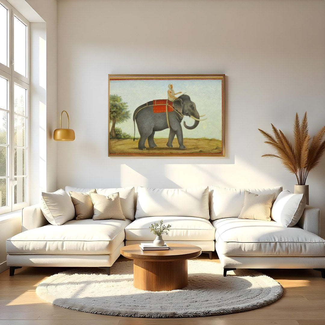 Capture the timeless elegance of a bygone era with this exquisite artwork featuring a majestic for Living Room