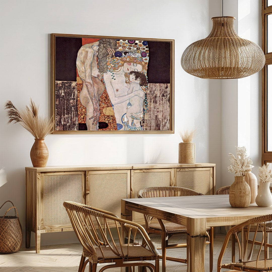 This exquisite artwork captures a profound embrace across generations, rendered with intricate for Dining