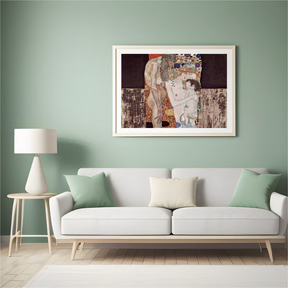 This exquisite artwork captures a profound embrace across generations, rendered with intricate for Hall