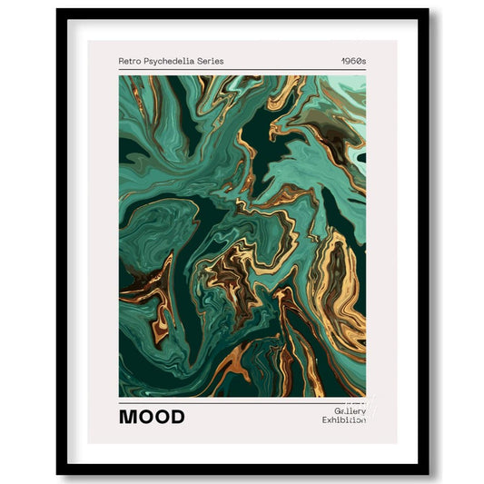 Dive into a swirling realm of color and luxury with this stunning art print from the “Retro Psyched… for place
