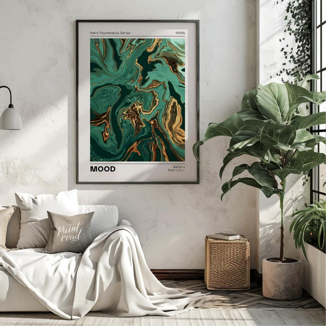 Emerald Marble Psychedelia Painting available online at Paintroad showing 1960s abstract art and artistic