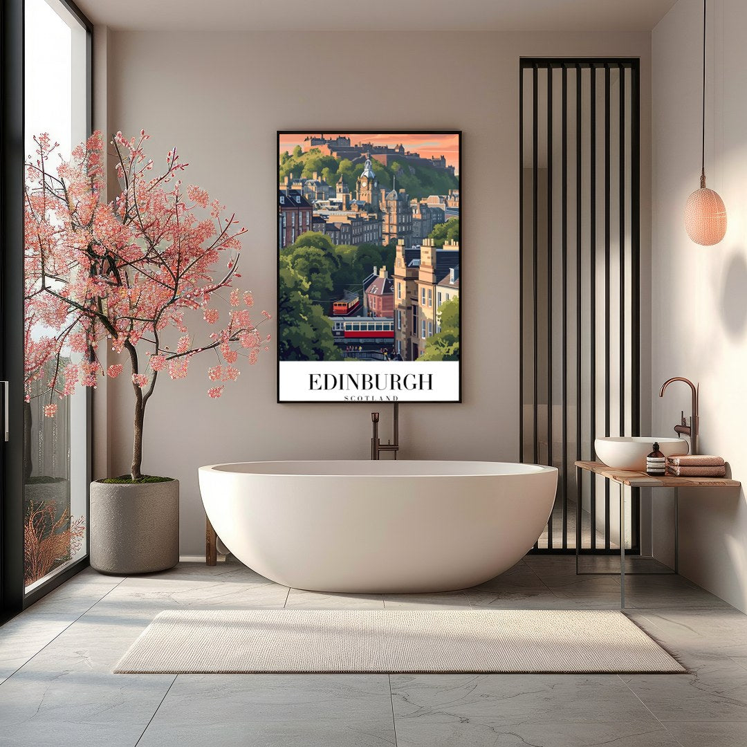Immerse yourself in the charming architecture and vibrant landscapes of Edinburgh with this for Bathroom