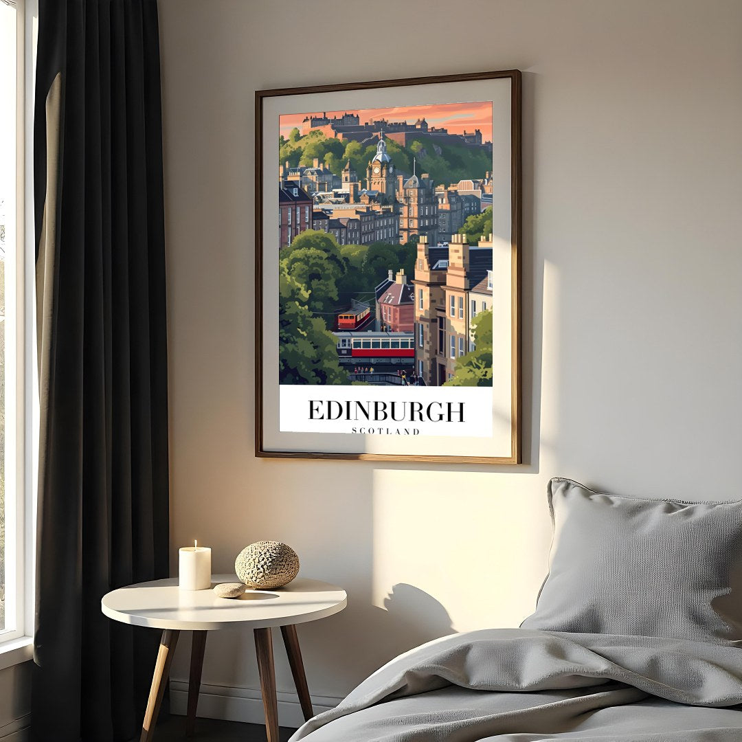 Immerse yourself in the charming architecture and vibrant landscapes of Edinburgh with this for Bedroom