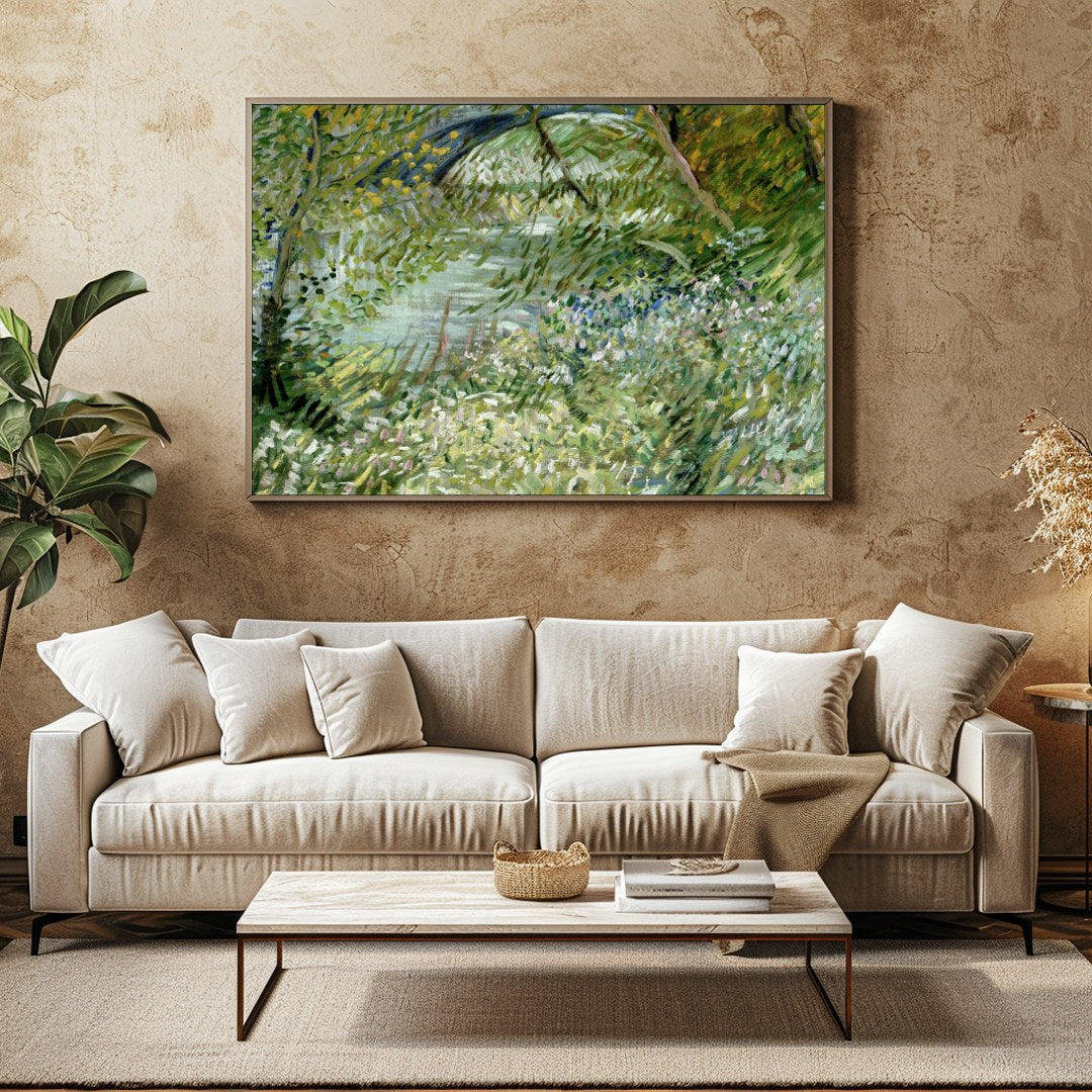 Immerse yourself in the tranquility of nature with this captivating piece. The lush greenery and for Family Room