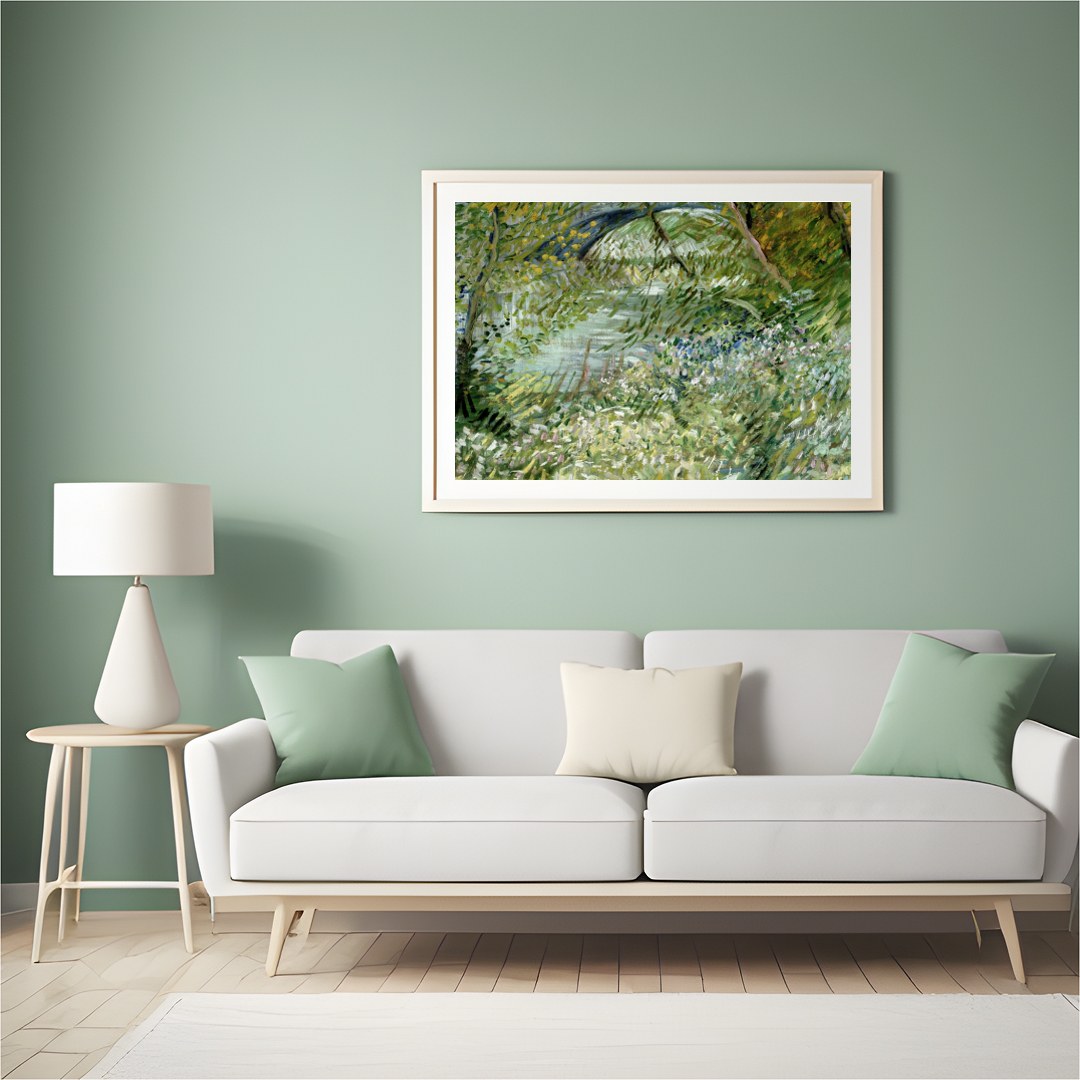 Immerse yourself in the tranquility of nature with this captivating piece. The lush greenery and for Hall