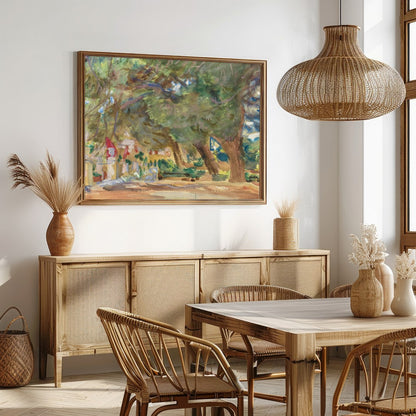 Immerse yourself in the tranquility of nature with this enchanting forest pathway painting. The for Dining