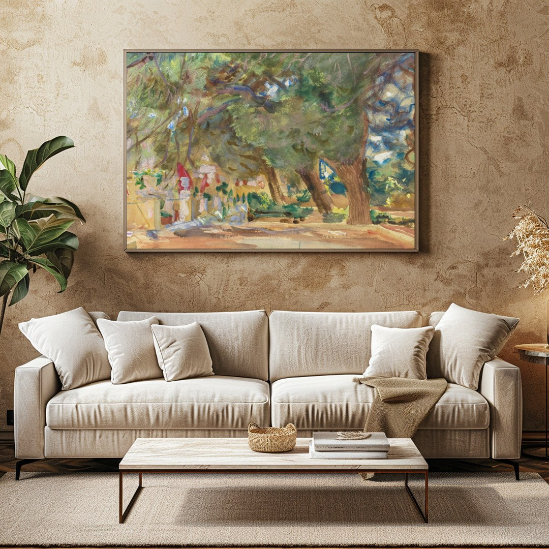 Immerse yourself in the tranquility of nature with this enchanting forest pathway painting. The for Family Room