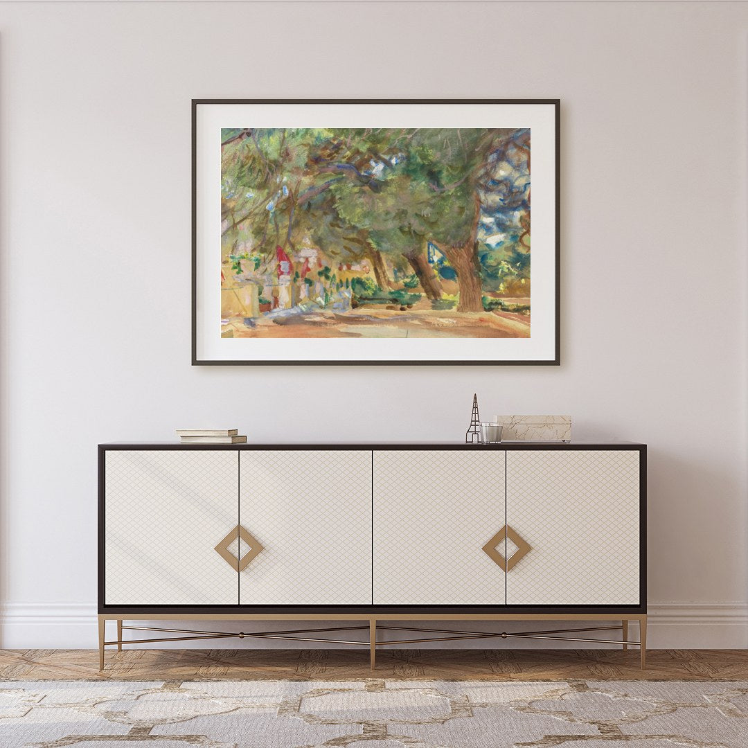 Immerse yourself in the tranquility of nature with this enchanting forest pathway painting. The for Foyer