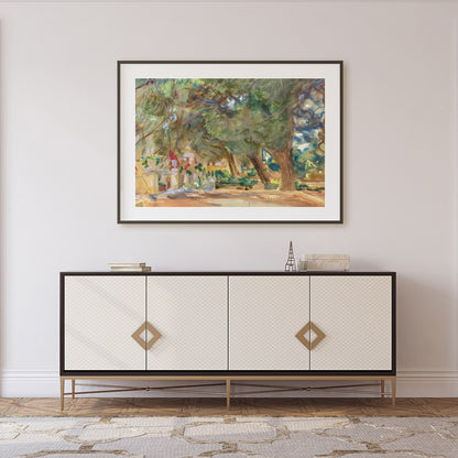 Immerse yourself in the tranquility of nature with this enchanting forest pathway painting. The for Foyer