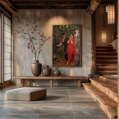 Immerse yourself in the rich tapestry of tradition with this captivating artwork. Featuring two for Hall