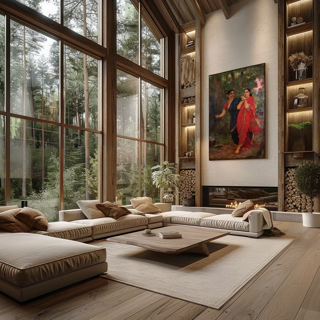 Immerse yourself in the rich tapestry of tradition with this captivating artwork. Featuring two for Living Room