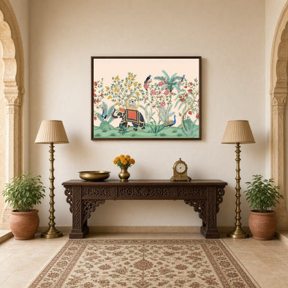Immerse yourself in the enchanting world of Pichwai with this exquisite artwork, showcasing a for Hallway