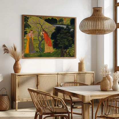 Dive into a serene landscape with 'Enchanted Garden Encounter', a captivating piece that draws for Dining