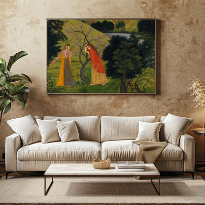 Dive into a serene landscape with 'Enchanted Garden Encounter', a captivating piece that draws for Family Room
