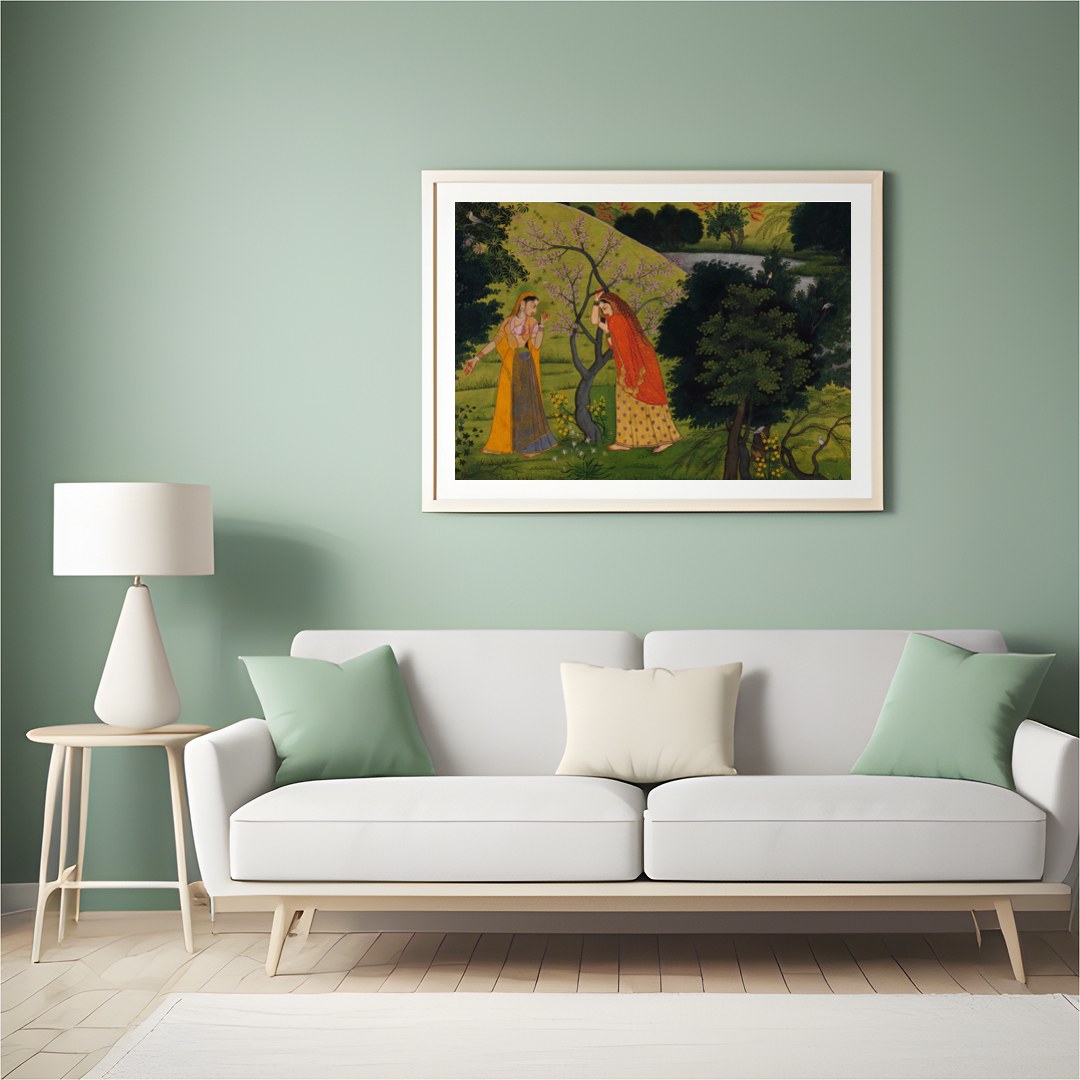 Dive into a serene landscape with 'Enchanted Garden Encounter', a captivating piece that draws for Hall