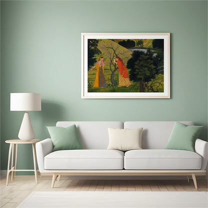 Dive into a serene landscape with 'Enchanted Garden Encounter', a captivating piece that draws for Hall