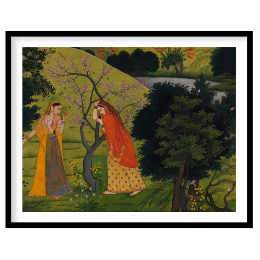 Dive into a serene landscape with 'Enchanted Garden Encounter', a captivating piece that draws for sanctuary