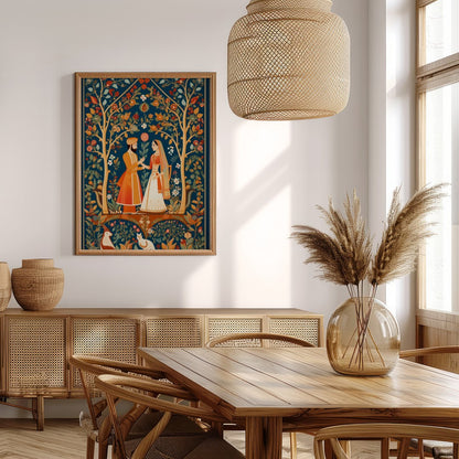 Discover the timeless allure of this exquisite artwork depicting a harmonious moment in a lush, for Extra Kitchen