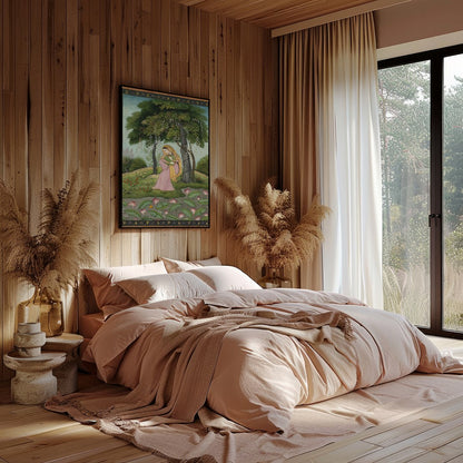 Step into a world of enchantment with this exquisite portrayal of serene contemplation amidst a for Bedroom