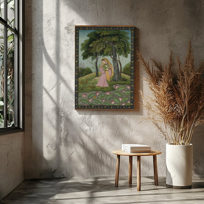Step into a world of enchantment with this exquisite portrayal of serene contemplation amidst a for Entrance