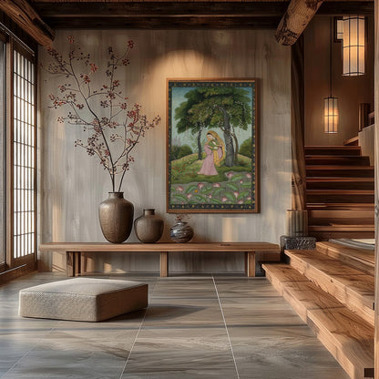 Step into a world of enchantment with this exquisite portrayal of serene contemplation amidst a for Hall