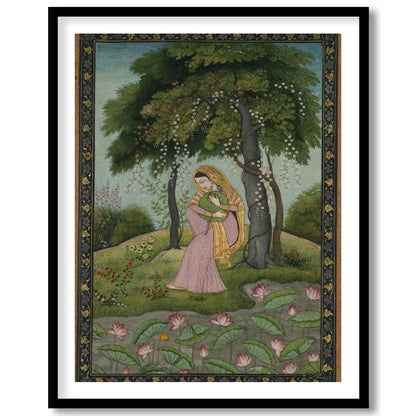 Step into a world of enchantment with this exquisite portrayal of serene contemplation amidst a for interior