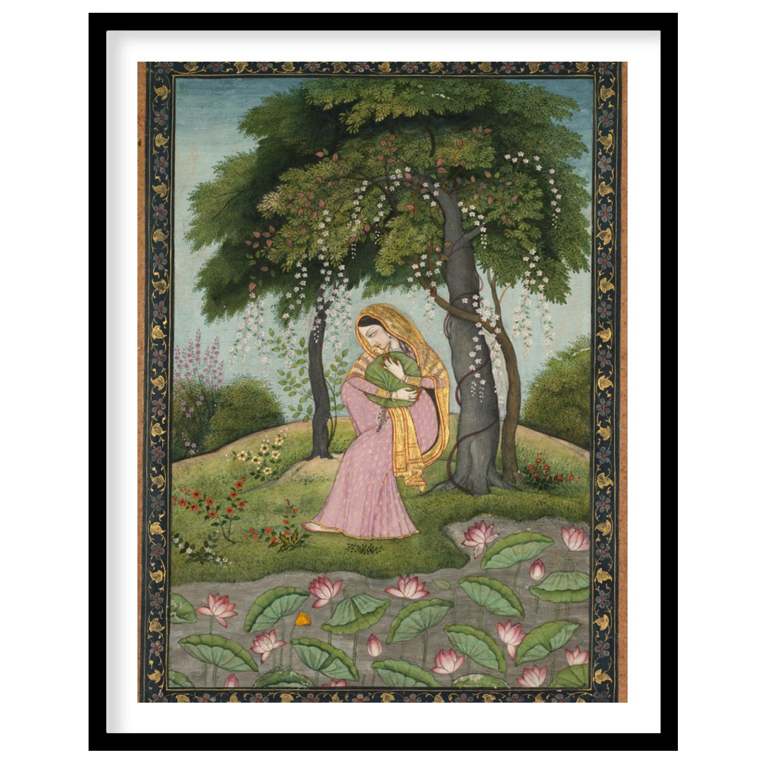 Step into a world of enchantment with this exquisite portrayal of serene contemplation amidst a for interior