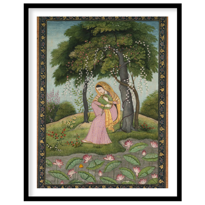 Step into a world of enchantment with this exquisite portrayal of serene contemplation amidst a for interior