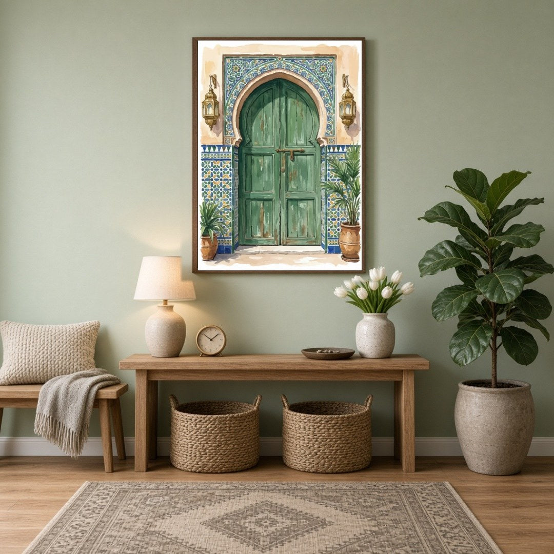 Capture the essence of Mediterranean charm with this stunning wall art featuring an intricately for Entrance
