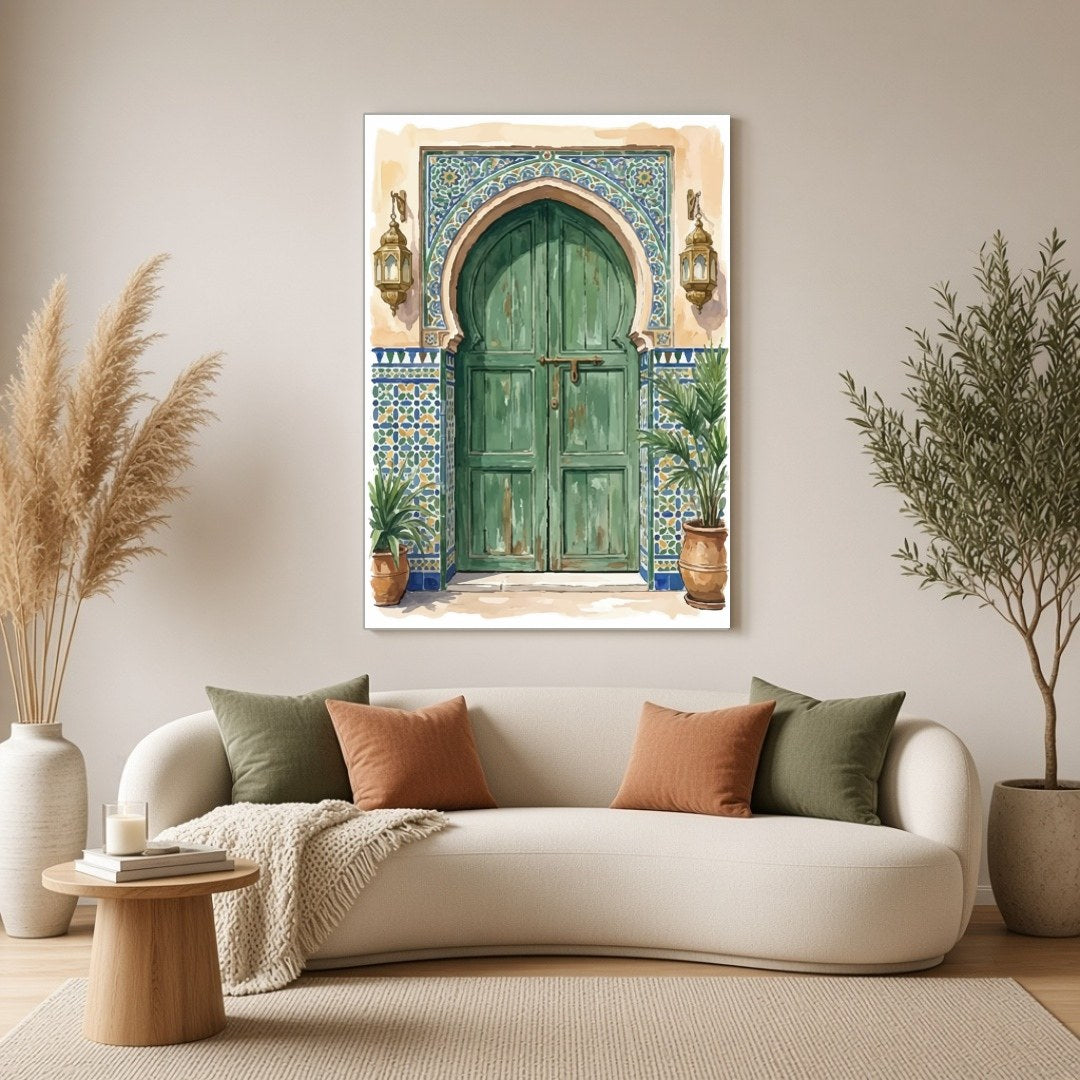 Capture the essence of Mediterranean charm with this stunning wall art featuring an intricately for Living Room