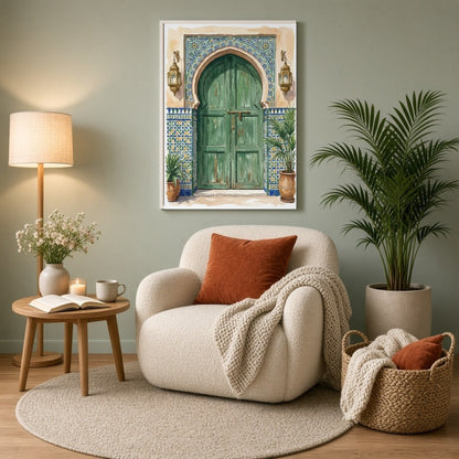 Capture the essence of Mediterranean charm with this stunning wall art featuring an intricately for Reading Nook