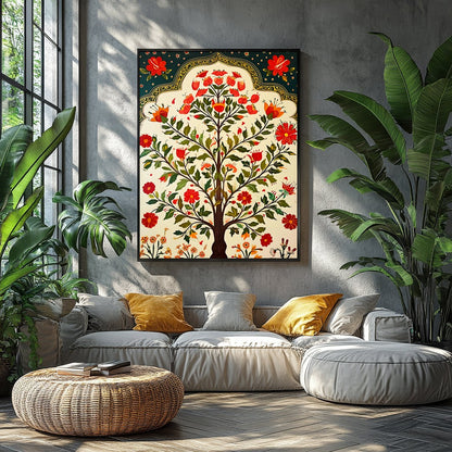 Experience the timeless allure of this vibrant floral artwork, featuring an exquisite tree design for Balcony