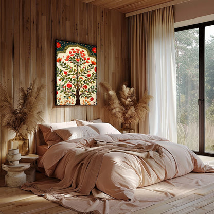 Experience the timeless allure of this vibrant floral artwork, featuring an exquisite tree design for Bedroom