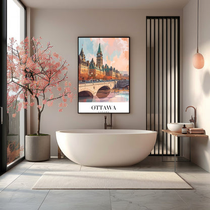 Capture the enchanting beauty of Ottawa with this exquisite skyline illustration. With its for Bathroom