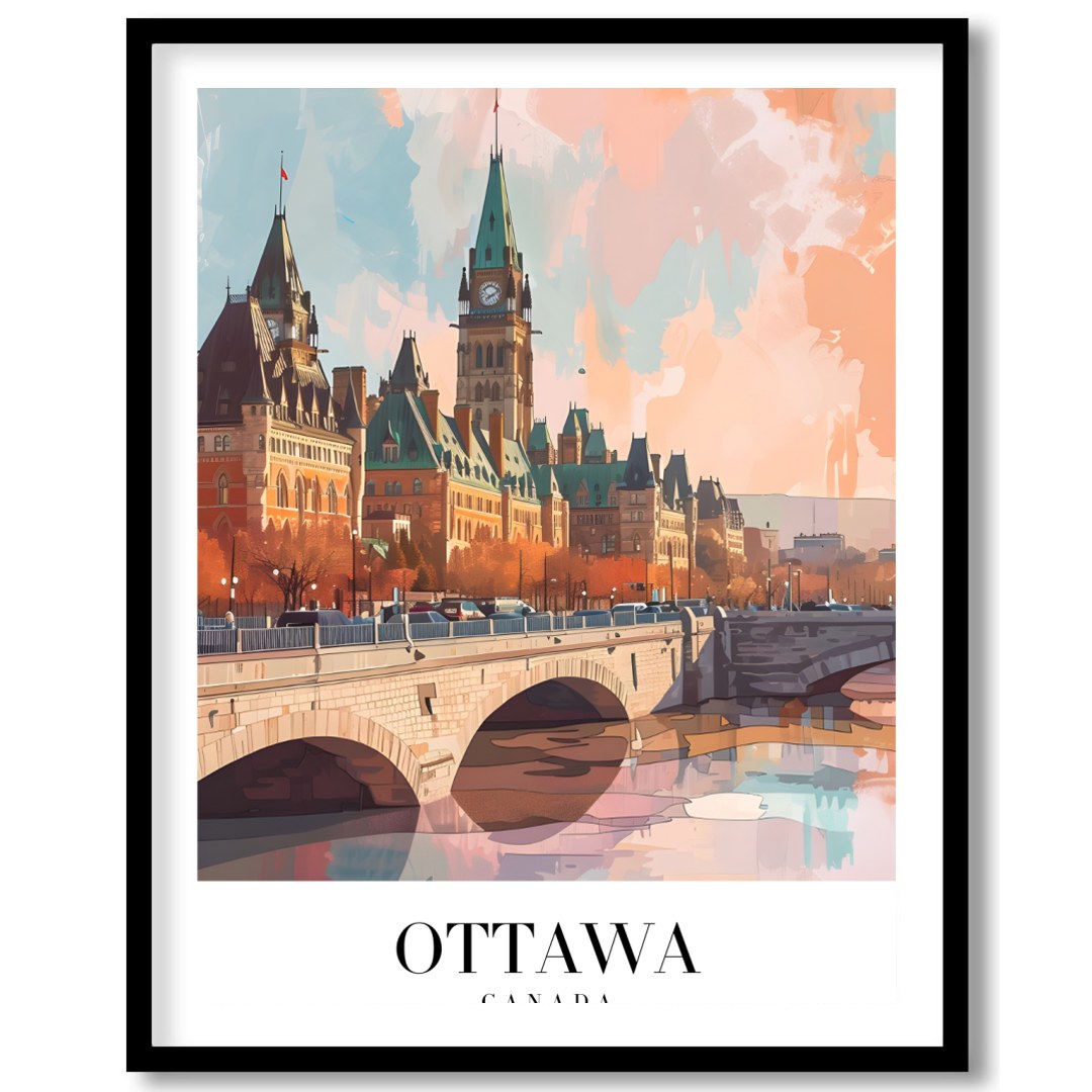 Capture the enchanting beauty of Ottawa with this exquisite skyline illustration. With its for dwelling