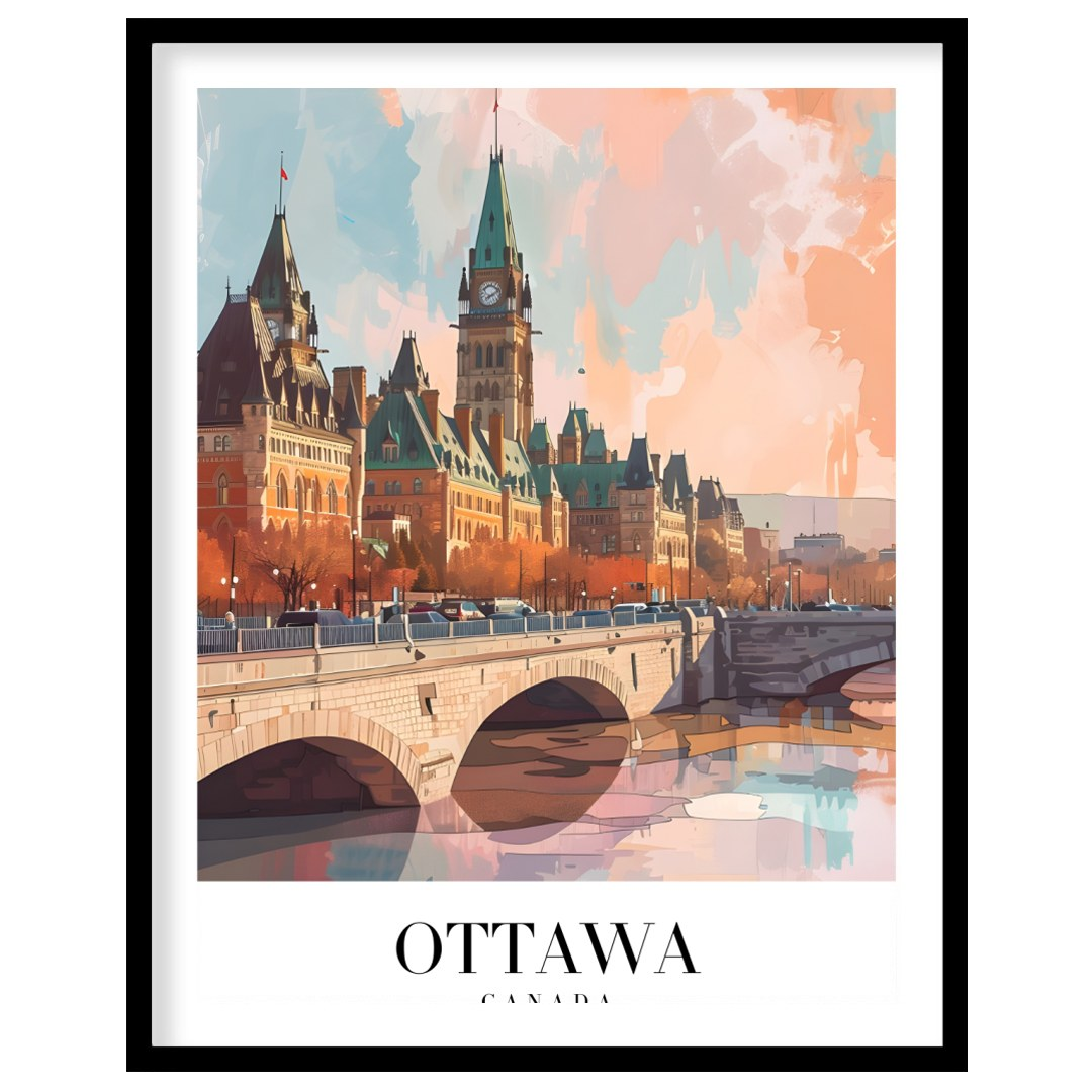 Capture the enchanting beauty of Ottawa with this exquisite skyline illustration. With its for dwelling