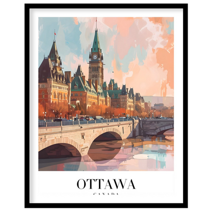 Capture the enchanting beauty of Ottawa with this exquisite skyline illustration. With its for dwelling