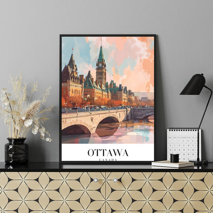 Capture the enchanting beauty of Ottawa with this exquisite skyline illustration. With its for Shelf