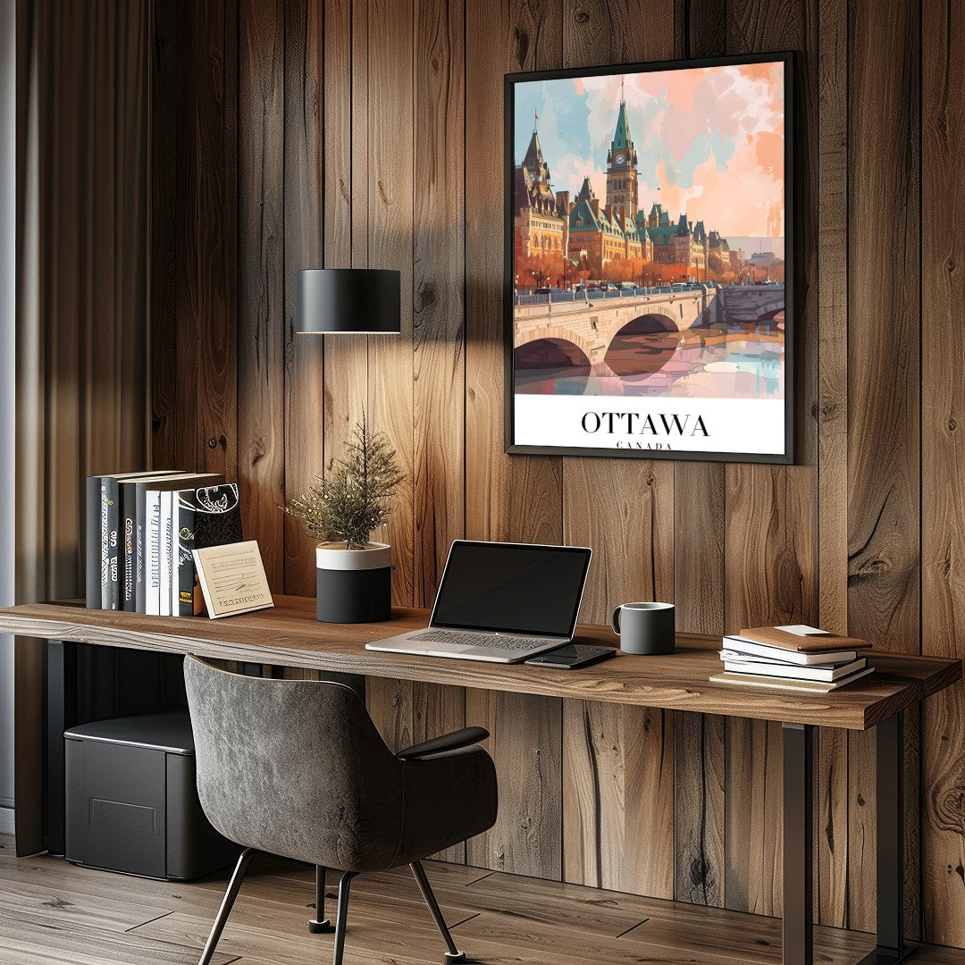 Capture the enchanting beauty of Ottawa with this exquisite skyline illustration. With its for Study and Office