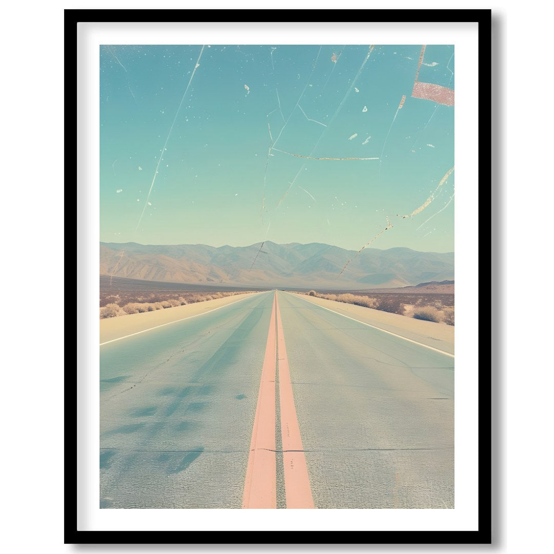 Immerse yourself in the allure of the open road with this captivating depiction of a sunlit desert for bedroom