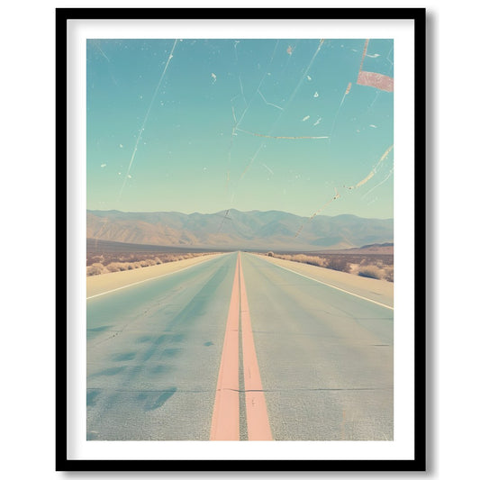 Immerse yourself in the allure of the open road with this captivating depiction of a sunlit desert for bedroom