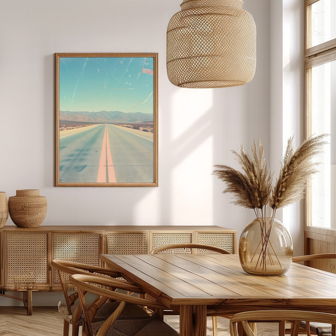 Immerse yourself in the allure of the open road with this captivating depiction of a sunlit desert for Extra Kitchen