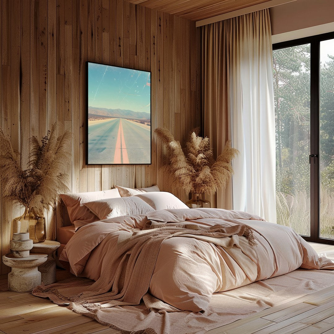 Immerse yourself in the allure of the open road with this captivating depiction of a sunlit desert for nook