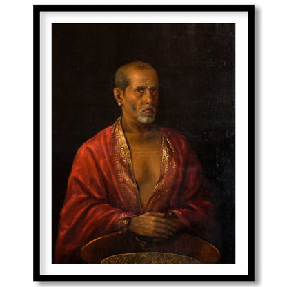 This captivating portrait of an elder dressed in a luxurious red robe exudes wisdom and mystery. for bedroom