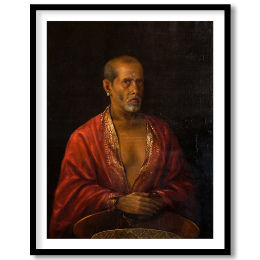 This captivating portrait of an elder dressed in a luxurious red robe exudes wisdom and mystery. for bedroom