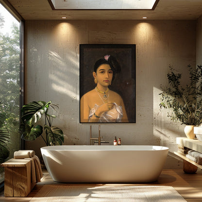 This captivating portrait emanates the grace and elegance of Rajasthani heritage. Featuring for Bathroom