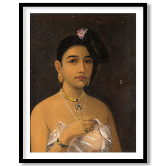 This captivating portrait emanates the grace and elegance of Rajasthani heritage. Featuring for home
