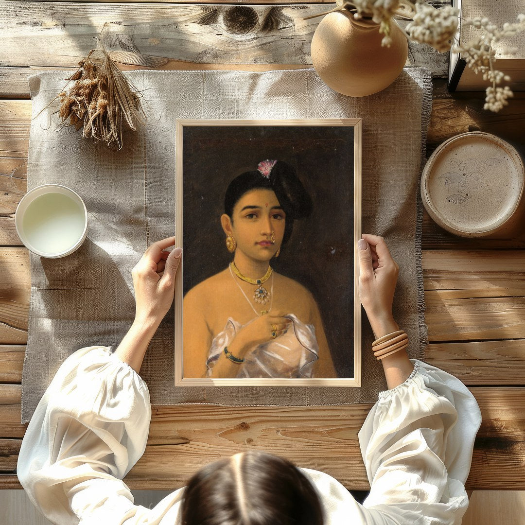 This captivating portrait emanates the grace and elegance of Rajasthani heritage. Featuring for Kitchen
