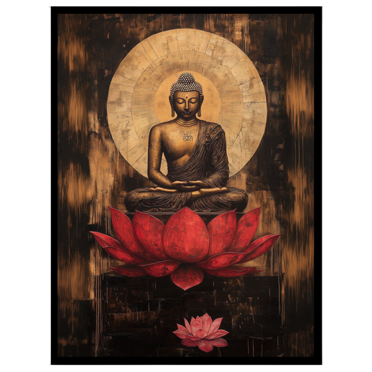 Immerse yourself in the serene grace of this stunning artwork depicting Lord Buddha in deep for home